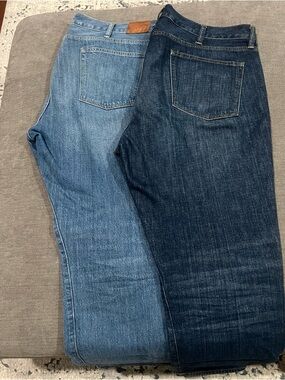 J. Crew Straight Jeans in Light Blue and Dark Blue
